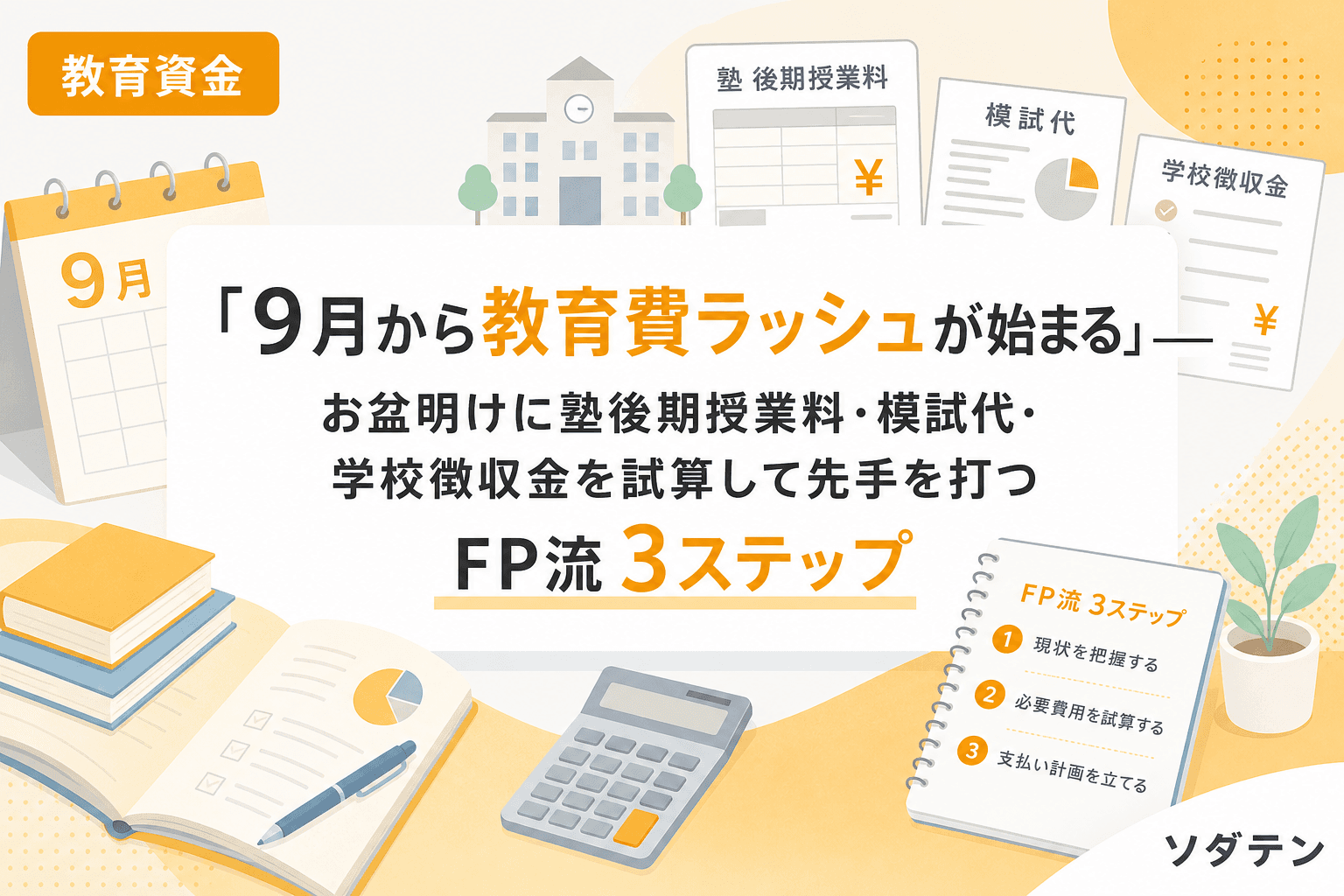 「9月から教育費ラッシュが始まる」── お盆明けに塾後期授業料・模試代・学校徴収金を試算して先手を打つFP流3ステップ