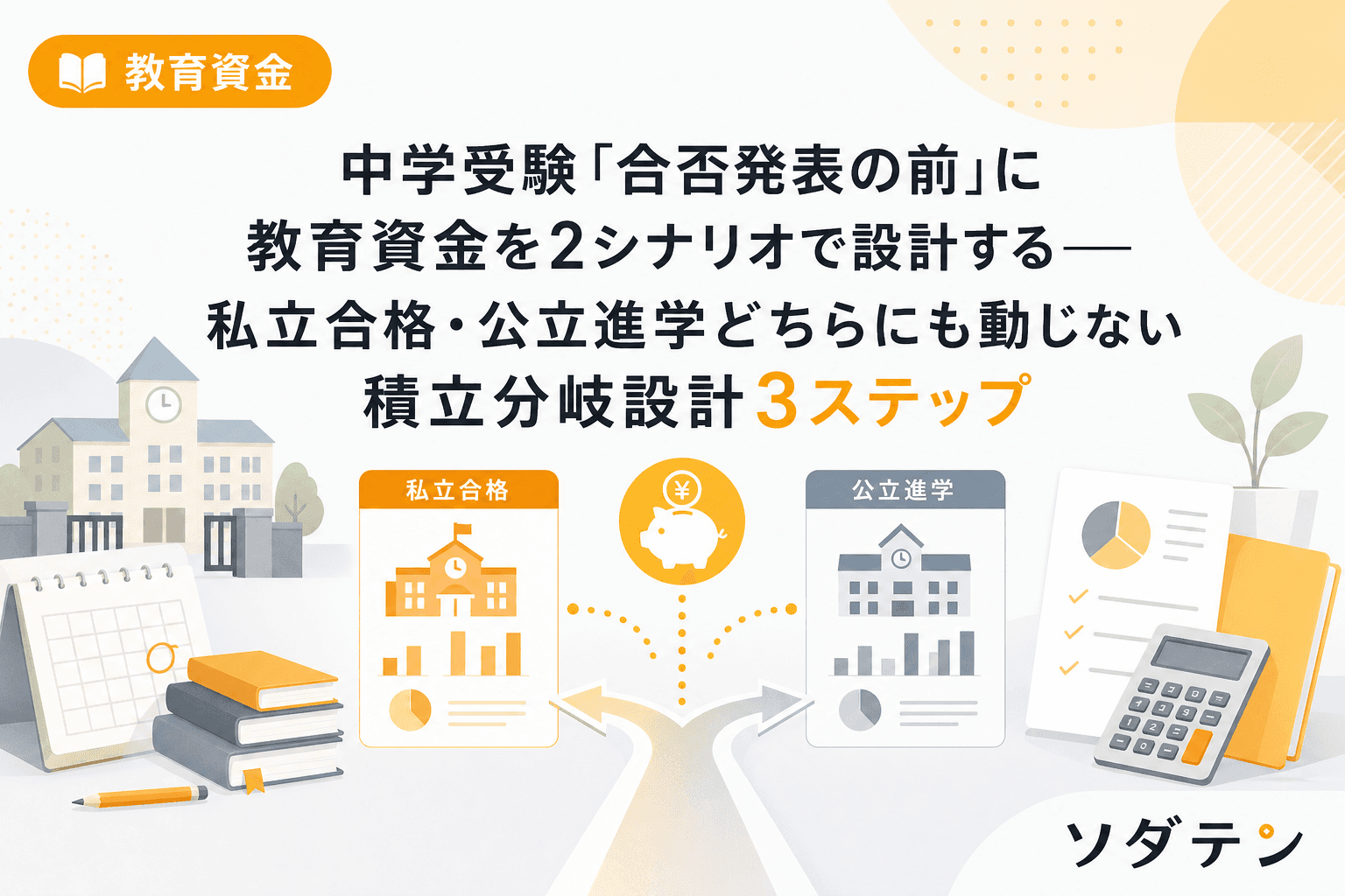 中学受験「合否発表の前」に教育資金を2シナリオで設計する──私立合格・公立進学どちらにも動じない積立分岐設計3ステップ