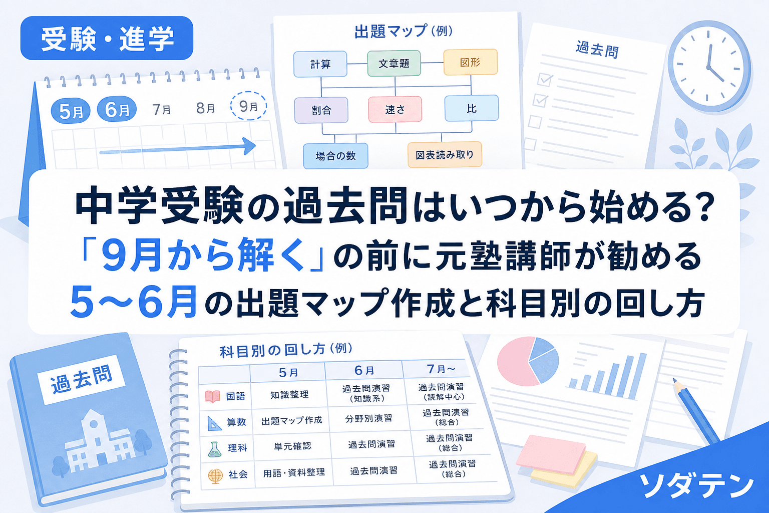 中学受験の過去問はいつから始める?「9月から解く」の前に元塾講師が勧める5〜6月の出題マップ作成と科目別の回し方