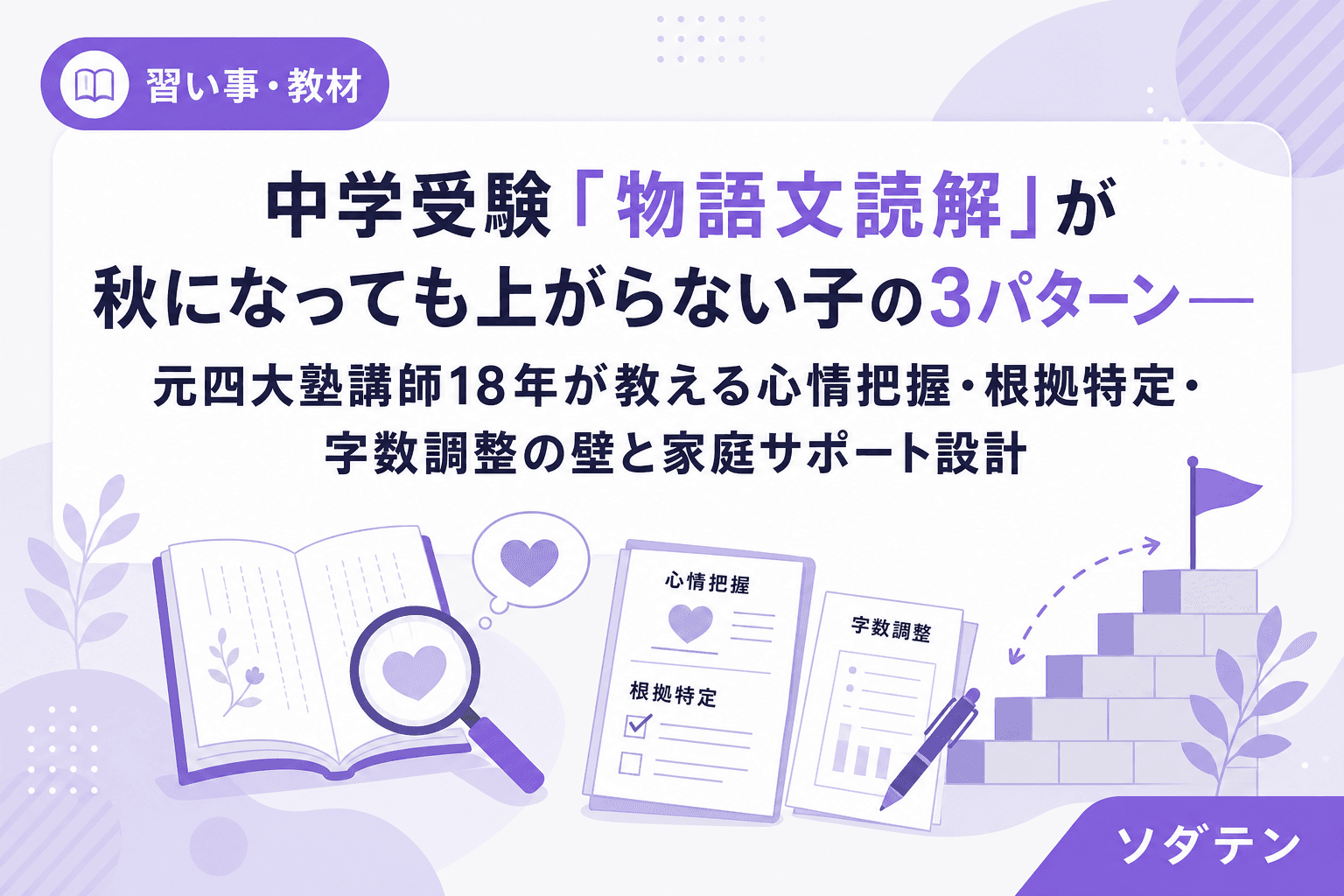 中学受験「物語文読解」が秋になっても上がらない子の3パターン──元四大塾講師18年が教える心情把握・根拠特定・字数調整の壁と家庭サポート設計