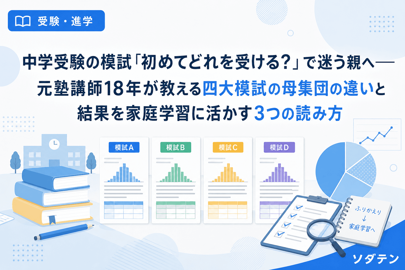 中学受験の模試「初めてどれを受ける?」で迷う親へ──元塾講師18年が教える四大模試の母集団の違いと結果を家庭学習に活かす3つの読み方