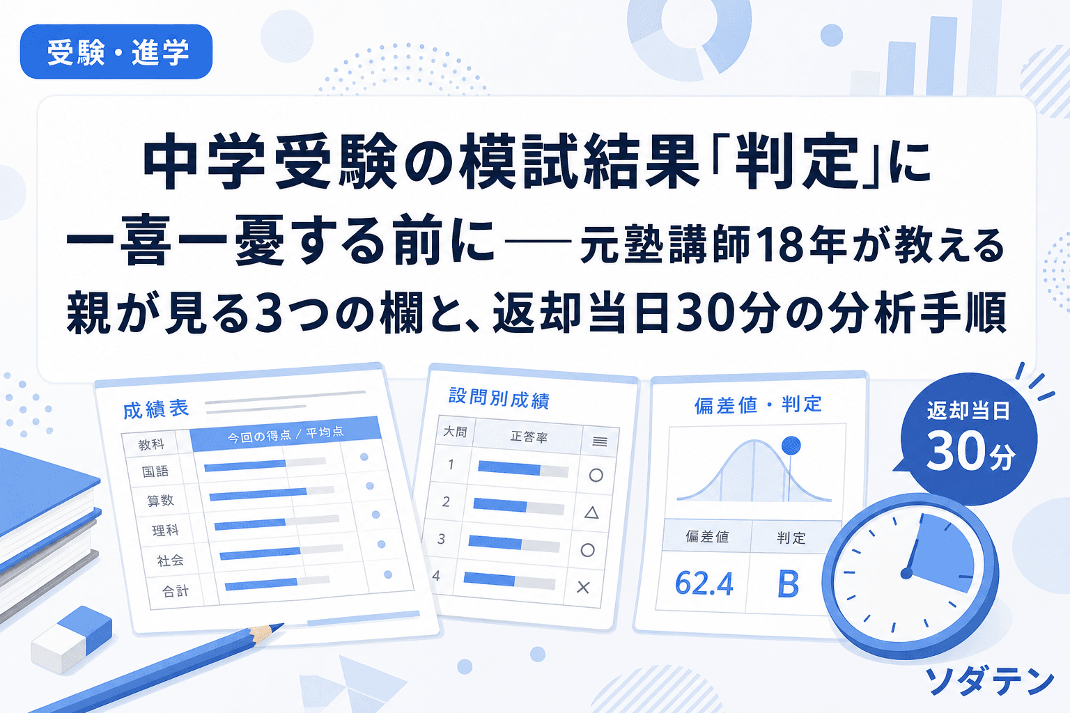 中学受験の模試結果「判定」に一喜一憂する前に──元塾講師18年が教える親が見る3つの欄と、返却当日30分の分析手順