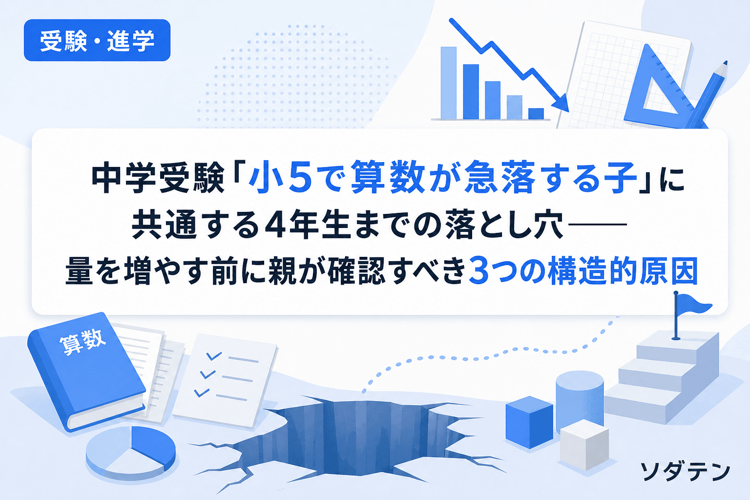 中学受験「小5で算数が急落する子」に共通する4年生までの落とし穴──量を増やす前に親が確認すべき3つの構造的原因