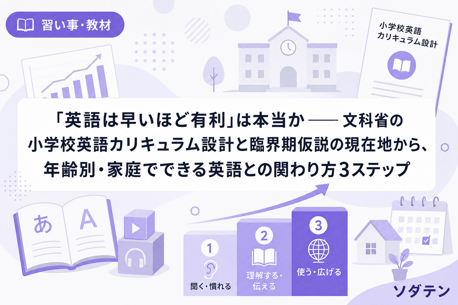 「英語は早いほど有利」は本当か──文科省の小学校英語カリキュラム設計と臨界期仮説の現在地から、年齢別・家庭でできる英語との関わり方3ステップ