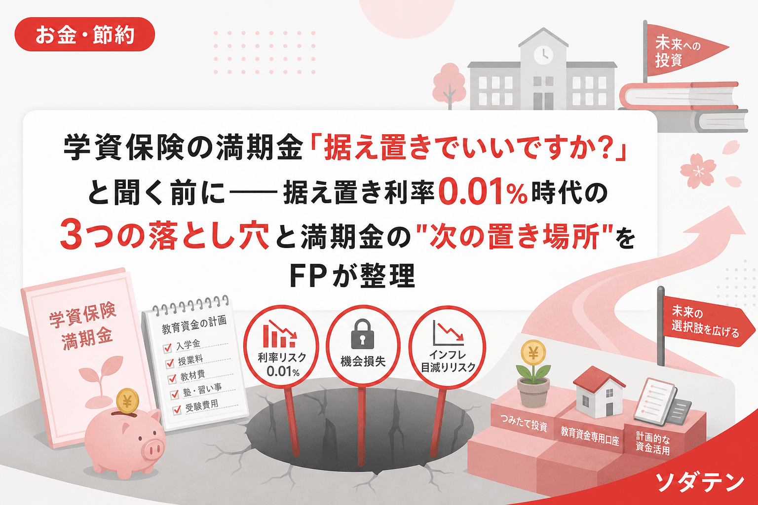 学資保険の満期金「据え置きでいいですか?」と聞く前に──据え置き利率0.01%時代の3つの落とし穴と満期金の"次の置き場所"をFPが整理