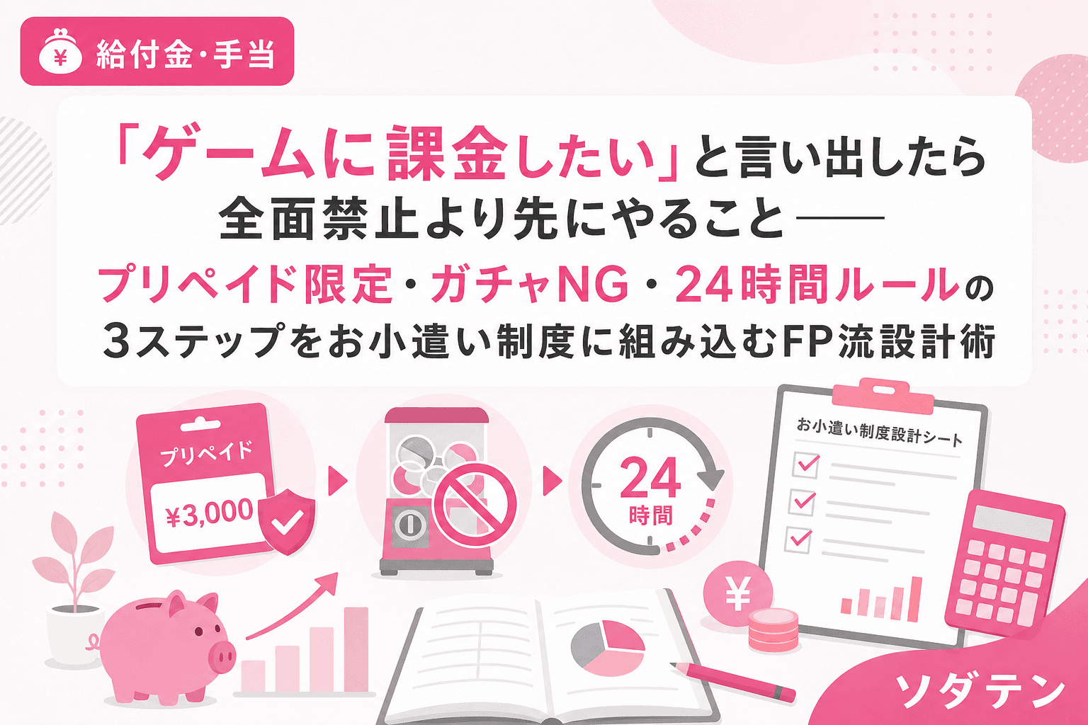 「ゲームに課金したい」と言い出したら全面禁止より先にやること──プリペイド限定・ガチャNG・24時間ルールの3ステップをお小遣い制度に組み込むFP流設計術