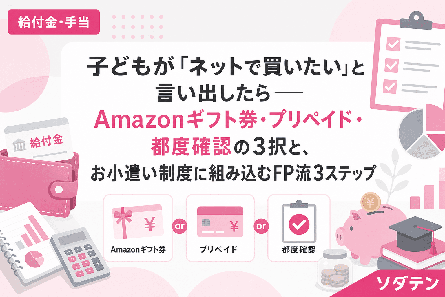 子どもが「ネットで買いたい」と言い出したら──Amazonギフト券・プリペイド・都度確認の3択と、お小遣い制度に組み込むFP流3ステップ