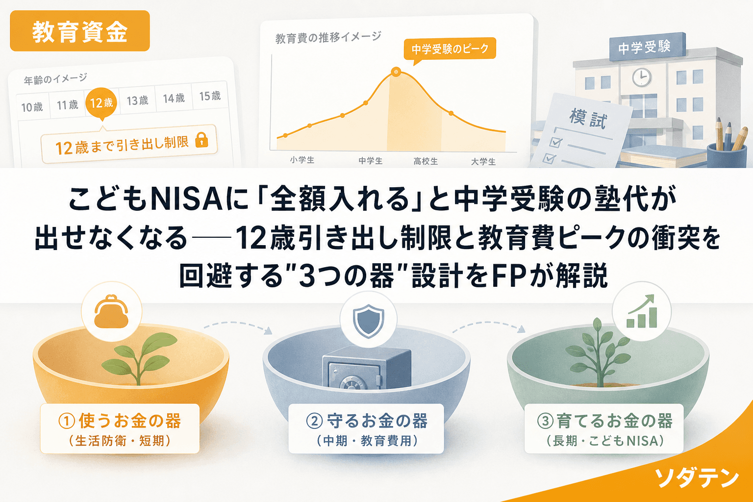 こどもNISAに「全額入れる」と中学受験の塾代が出せなくなる──12歳引き出し制限と教育費ピークの衝突を回避する"3つの器"設計をFPが解説
