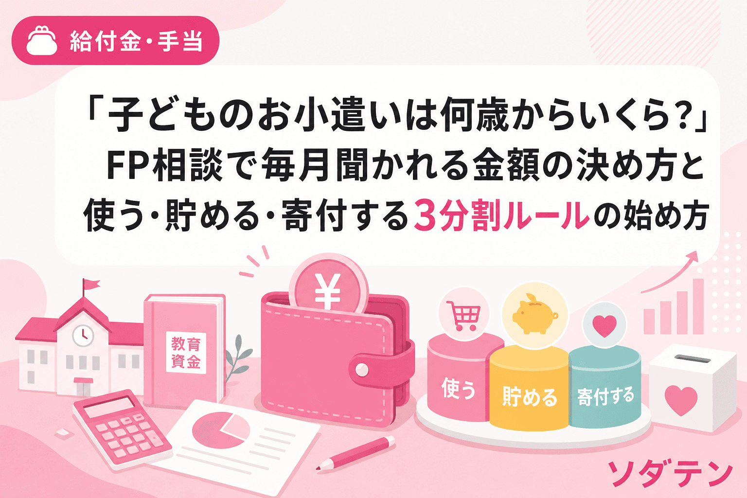 「子どものお小遣いは何歳からいくら?」FP相談で毎月聞かれる金額の決め方と使う・貯める・寄付する3分割ルールの始め方