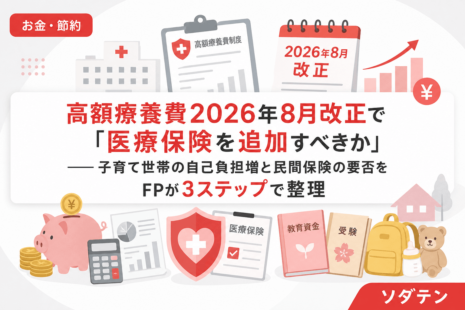 高額療養費2026年8月改正で「医療保険を追加すべきか」──子育て世帯の自己負担増と民間保険の要否をFPが3ステップで整理