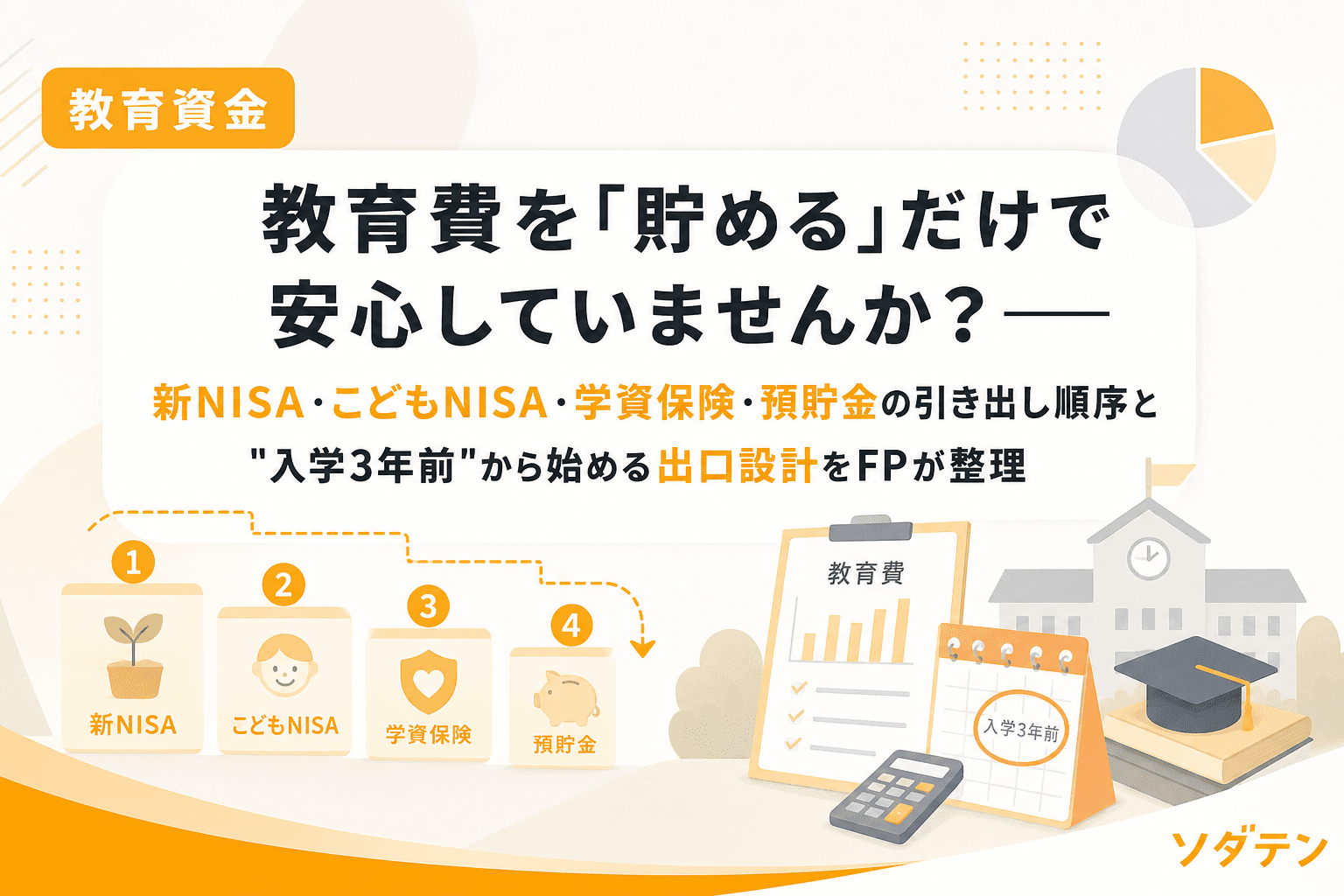教育費を「貯める」だけで安心していませんか?──新NISA・こどもNISA・学資保険・預貯金の引き出し順序と"入学3年前"から始める出口設計をFPが整理