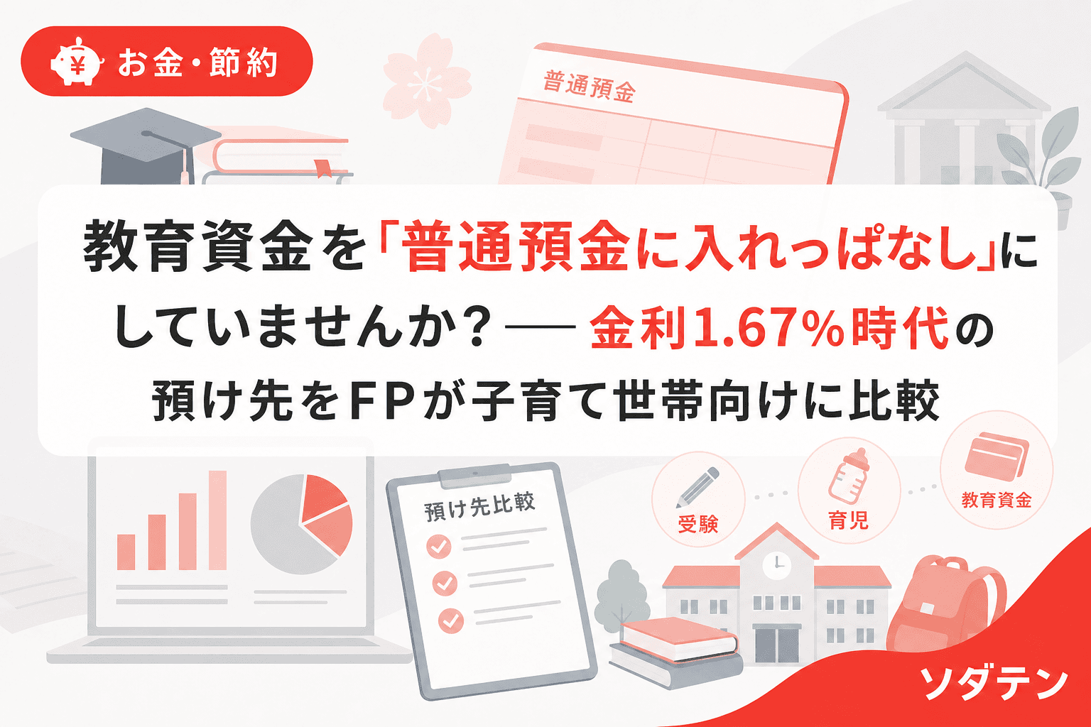 教育資金を「普通預金に入れっぱなし」にしていませんか?──金利1.67%時代の預け先をFPが子育て世帯向けに比較