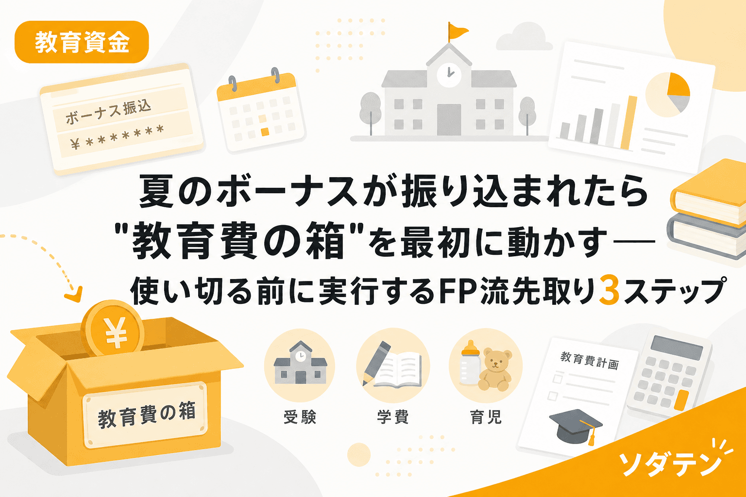 夏のボーナスが振り込まれたら"教育費の箱"を最初に動かす──使い切る前に実行するFP流先取り3ステップ