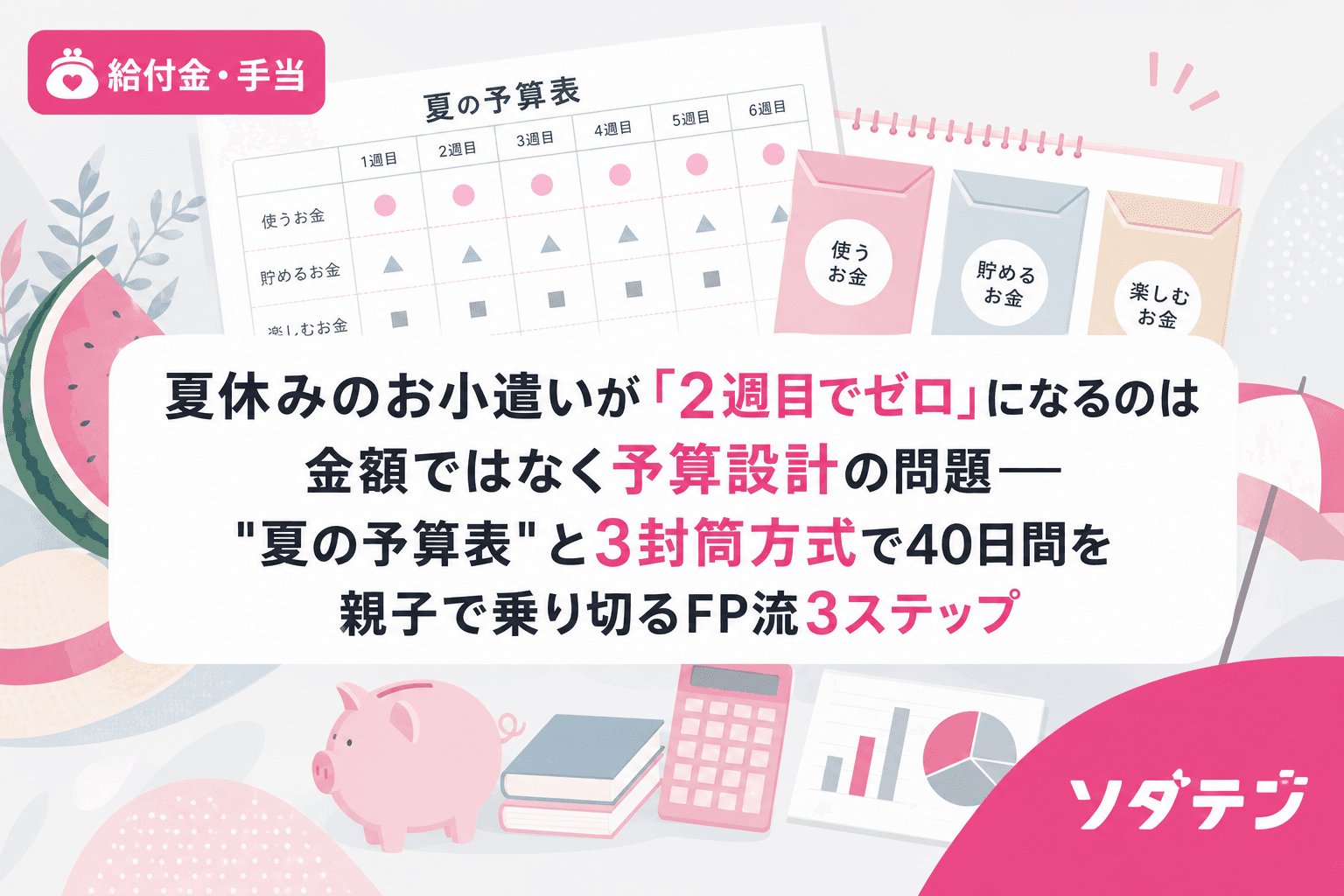 夏休みのお小遣いが「2週目でゼロ」になるのは金額ではなく予算設計の問題──"夏の予算表"と3封筒方式で40日間を親子で乗り切るFP流3ステップ