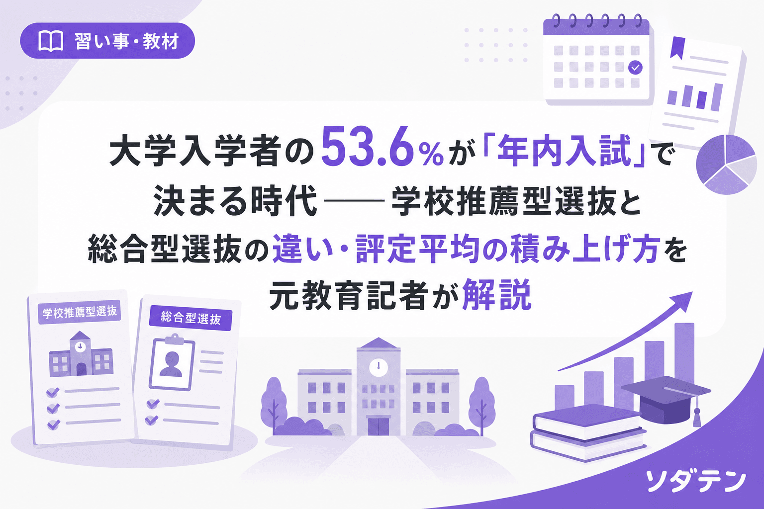 大学入学者の53.6%が「年内入試」で決まる時代──学校推薦型選抜と総合型選抜の違い・評定平均の積み上げ方を元教育記者が解説
