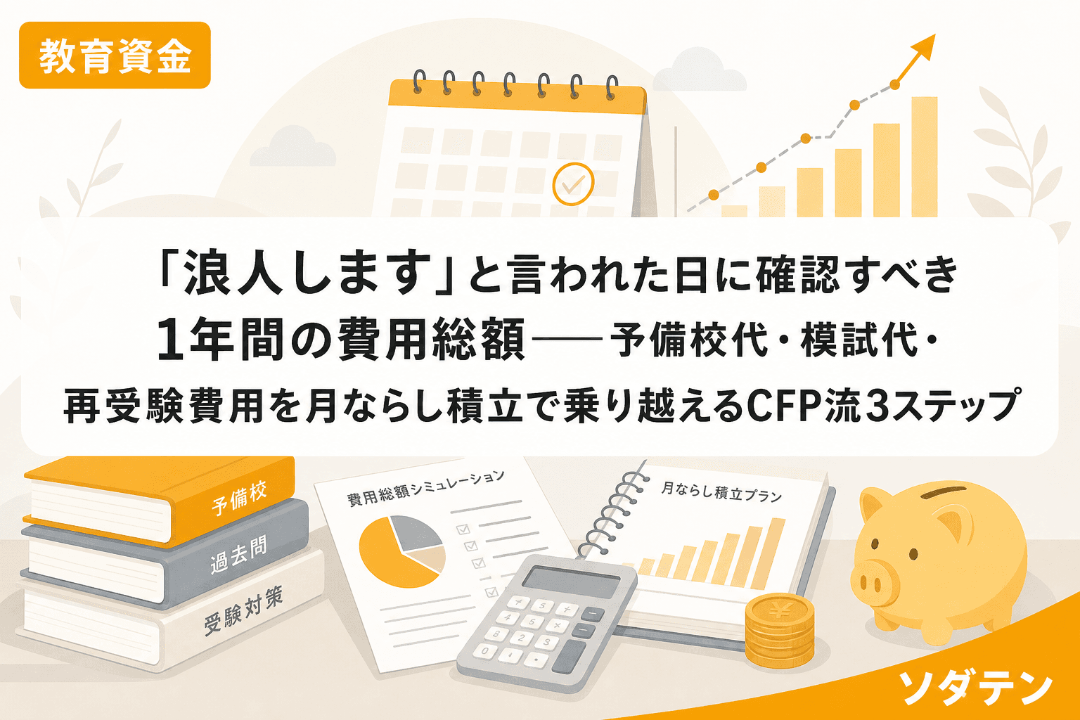 「浪人します」と言われた日に確認すべき1年間の費用総額──予備校代・模試代・再受験費用を月ならし積立で乗り越えるCFP流3ステップ