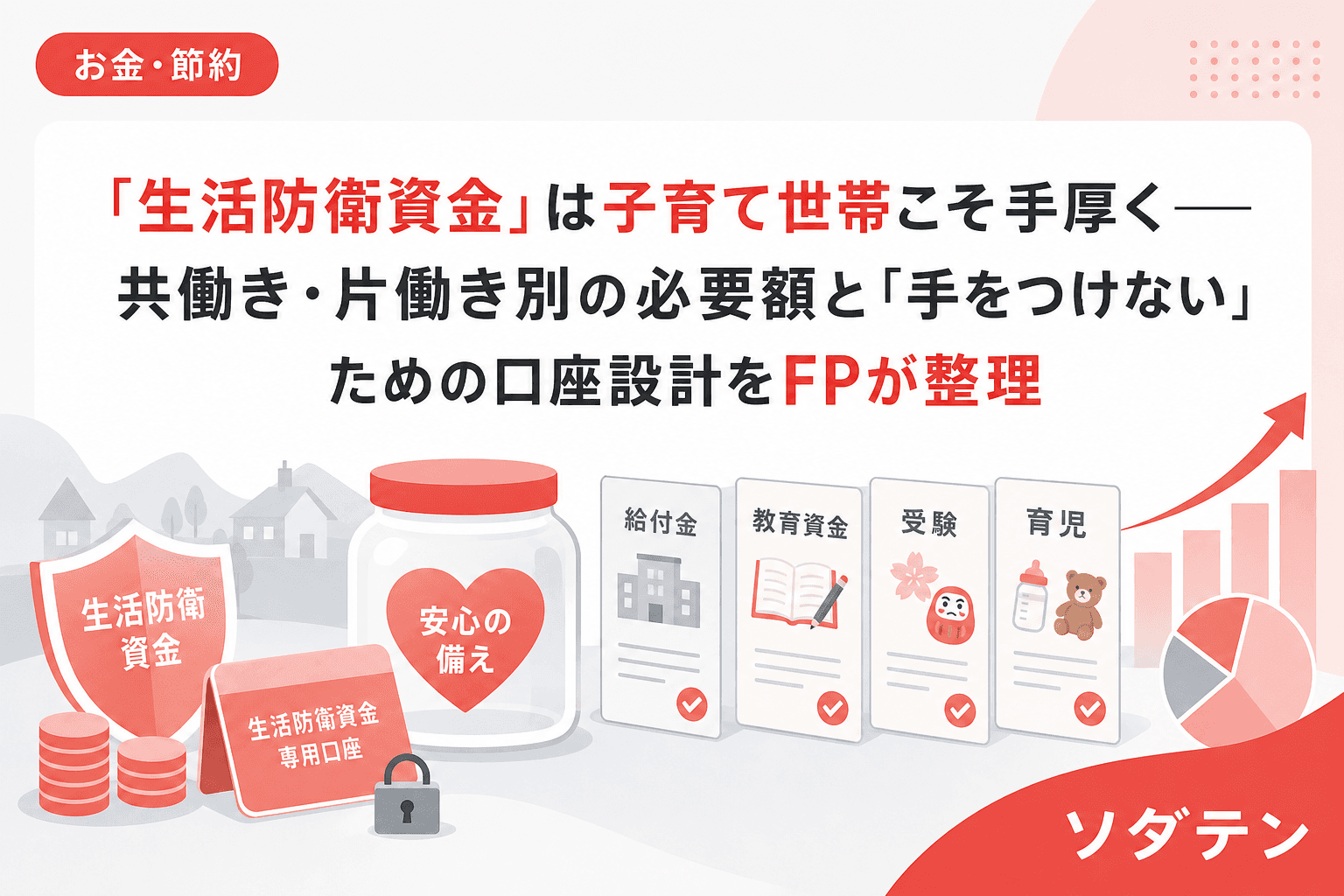 「生活防衛資金」は子育て世帯こそ手厚く──共働き・片働き別の必要額と「手をつけない」ための口座設計をFPが整理