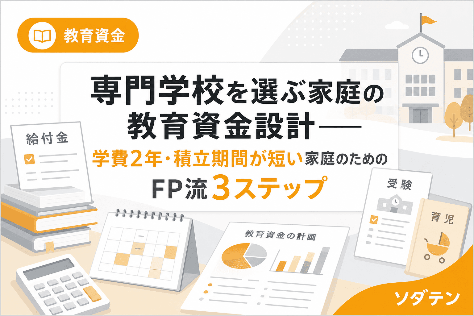 専門学校を選ぶ家庭の教育資金設計──学費2年・積立期間が短い家庭のためのFP流3ステップ