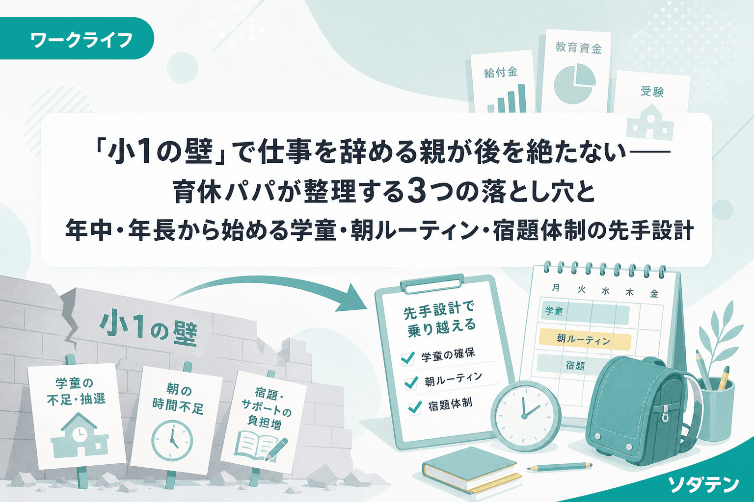 「小1の壁」で仕事を辞める親が後を絶たない──育休パパが整理する3つの落とし穴と年中・年長から始める学童・朝ルーティン・宿題体制の先手設計