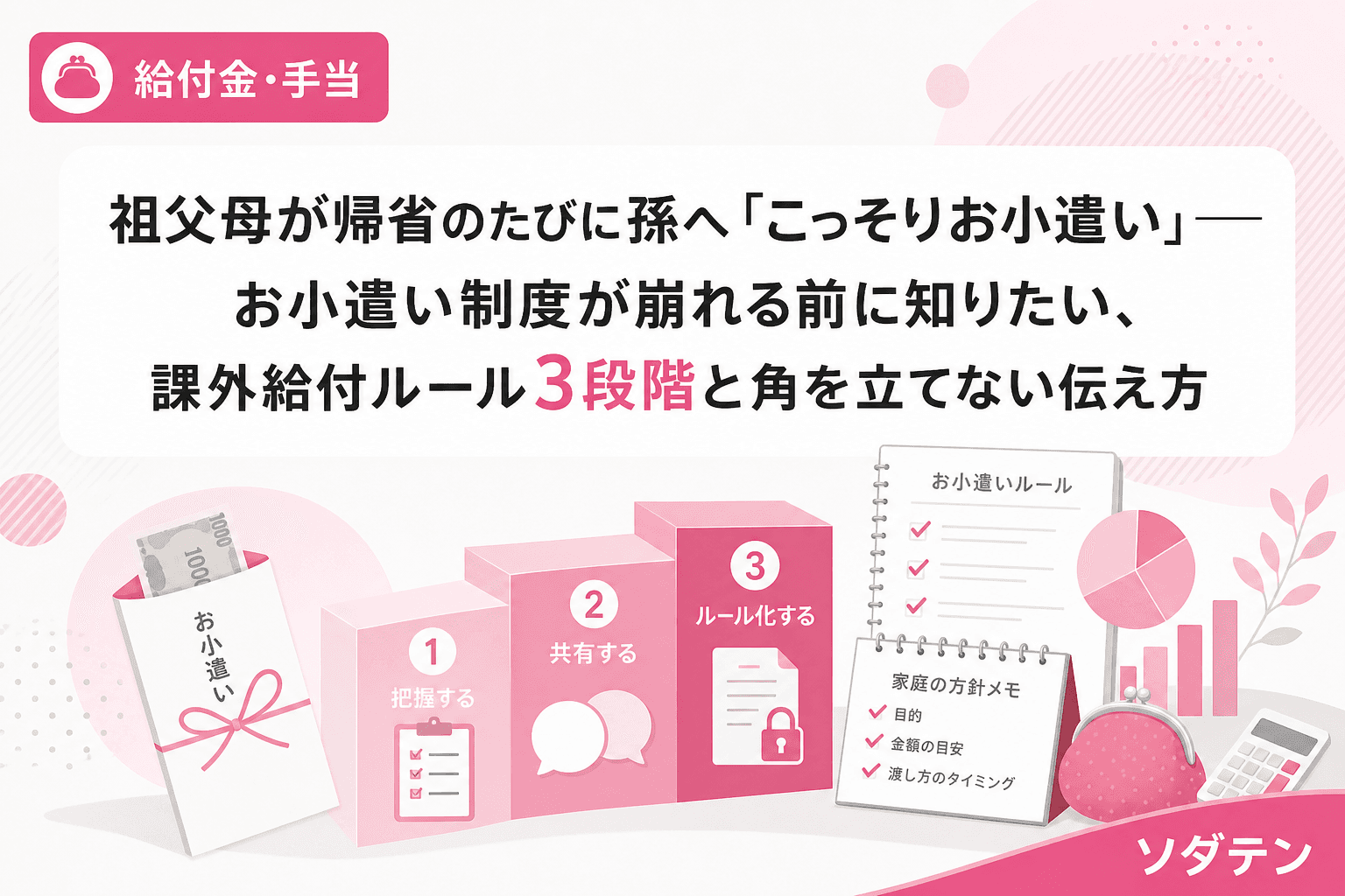 祖父母が帰省のたびに孫へ「こっそりお小遣い」──お小遣い制度が崩れる前に知りたい、課外給付ルール3段階と角を立てない伝え方