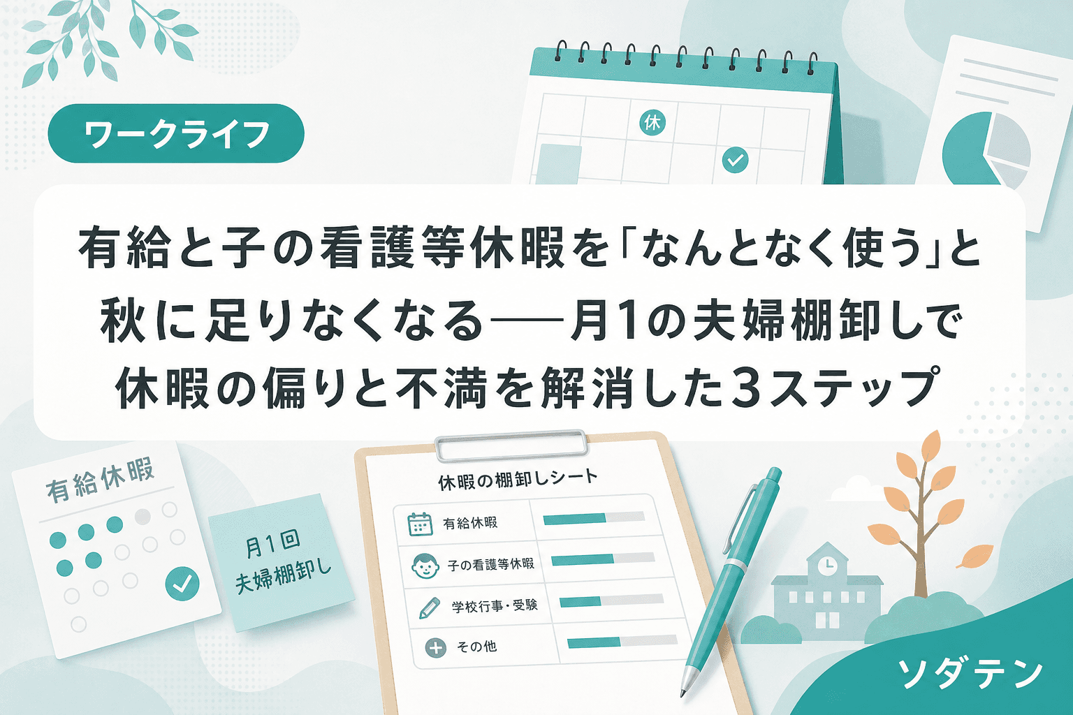 有給と子の看護等休暇を「なんとなく使う」と秋に足りなくなる──月1の夫婦棚卸しで休暇の偏りと不満を解消した3ステップ